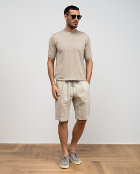 Cashmere&Whiskey Бежевая футболка с леном и кашемиром MU9322318455R