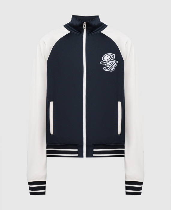 Blue sports jacket with logo patch