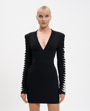 Balmain Чорна сукня міні FF0R8049KI98