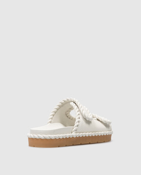 Bottega Veneta Белые шлепанцы Jack Flat с окантовкой 787003VBSDJ