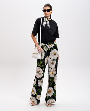 Dolce&Gabbana Чорна футболка з вишивкою монограми логотипа F8U10ZGDCYD