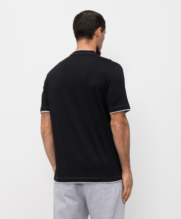 Brunello Cucinelli Чорна футболка прямого крою з емблемою M0B137451G зображення 3