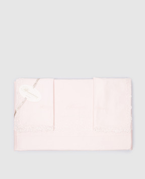 Blumarine Рожевий набір постільної білизни з вишивкою логотипа з мереживом H0000210091