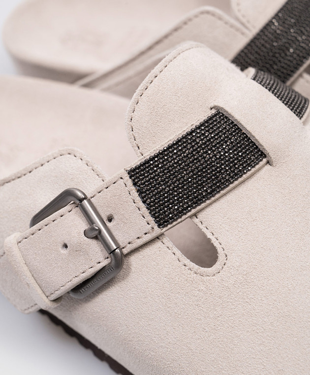 Brunello Cucinelli Серые замшевые мюли с цепочкой мониль MZSFG2479P изображение 5