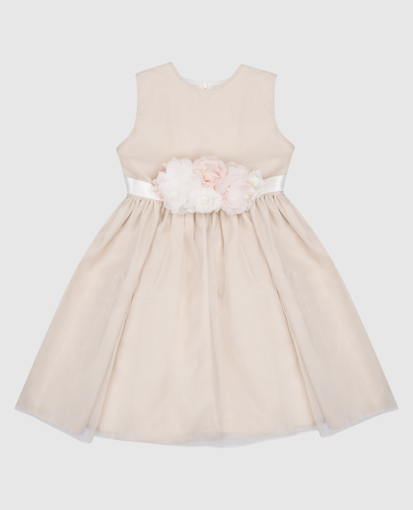 

Детское бежевое платье с поясом, Бежевый, Платья Миди