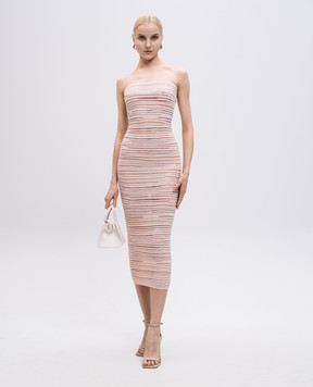 Balmain Бежева сукня міді з паєтками EF0RG065KI39