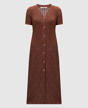 Twinset Коричнева сукня міді з люрексом 251TT3190