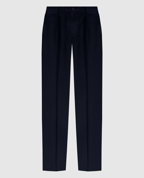 Stefano Ricci Сині штани з вовни з металевою емблемою M1T3300046W610