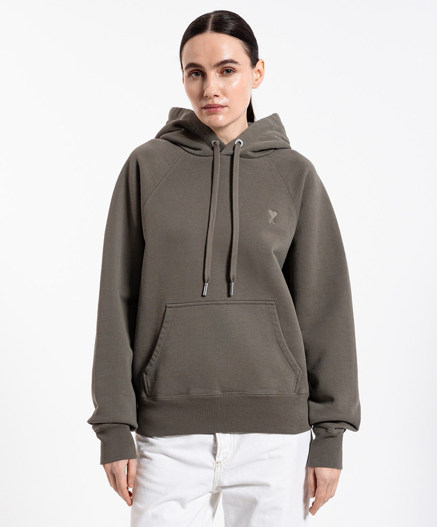 Ami Paris Худі кольору хакі з логотипом USW274747 зображення 3