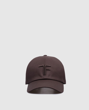 Tom Ford Коричнева кепка з фактурною вишивкою монограми логотипа MH003TCN036G