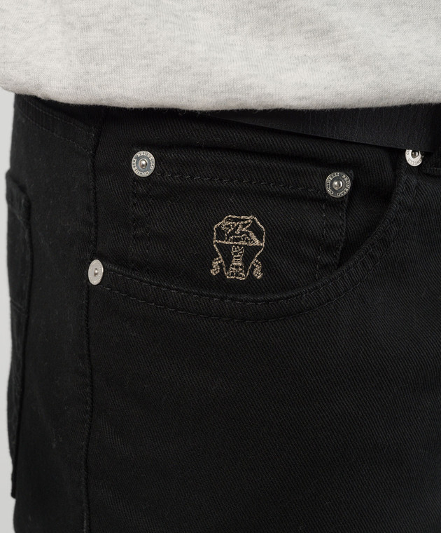 Brunello Cucinelli Чорні штани з патчем і вишивкою логотипа M277PD3210 зображення 5