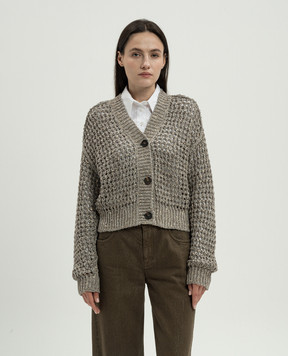 Brunello Cucinelli Сірий ажурний кардиган з паєтками MEA360406P