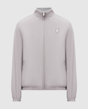Brunello Cucinelli Серая двусторонняя куртка с шелком с логотипом логотип MD8217440F