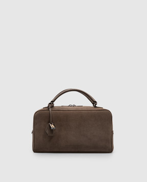 Brunello Cucinelli Коричневая замшевая сумка-тоут с логотипом. MBDLD2632