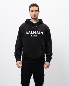 Balmain Черные худи с принтом логотипа DH1JR002BB65