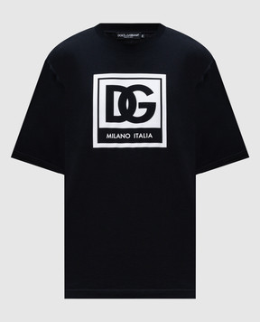 Dolce&Gabbana Чорна футболка з принтом монграми логотипа DG G8RZ2TG7O5V