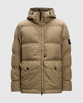 Stone Island Коричневый пуховик с логотипом 811540723