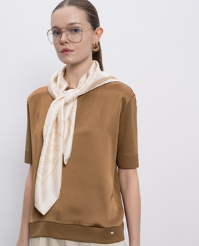 Herno Бежева хустка із шовку в принт FOULARD9015030