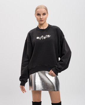 Off-White Чорний світшот з принтом Bookish rose з логотипом OWBA075S25FLE001