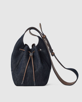 Brunello Cucinelli Синя сумка бакет-бег Duo MB25D2678