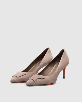 Santoni Бежевые замшевые туфли с элементом WDLS71206HI2TMGD