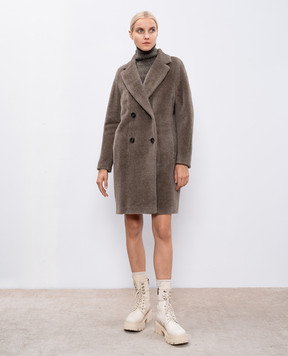 Max Mara Коричневе двобортне пальто ROSETO з вовною альпаки ROSETO