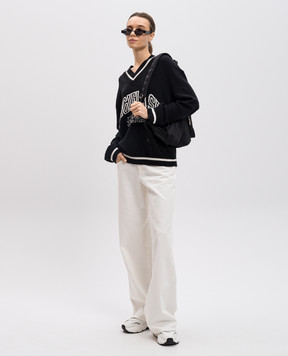 Maison Margiela MM6 Черный пуловер с узором логотипа с шерстью S52HN0009M13085