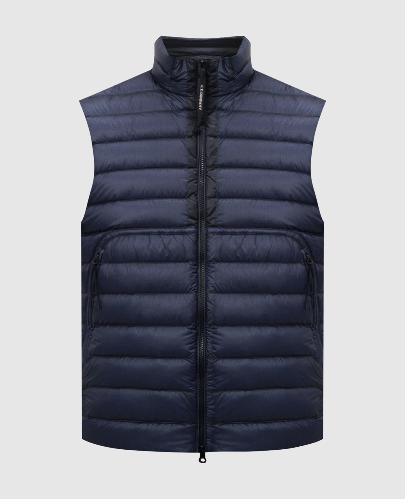 

Синий пуховой стеганый жилет с логотипом, Верхняя одежда