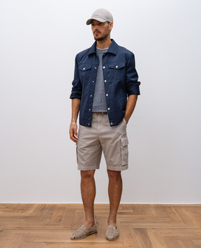 Brunello Cucinelli Синяя куртка из шерсти в стиле рубашки MM4506413
