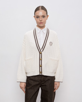 Brunello Cucinelli Білий кардиган з кашеміру з логотипом M12731516
