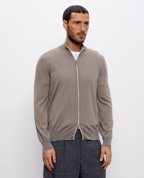 Brunello Cucinelli Коричневый кардиган из шерсти и кашемира M2400106
