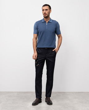 Bertolo Cashmere Синее поло с шелком 902330002421