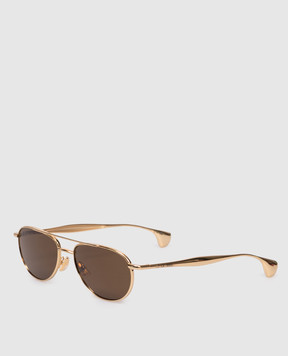 Bottega Veneta Золотисті сонцезахисні окуляри Fin Aviator 845791V4450