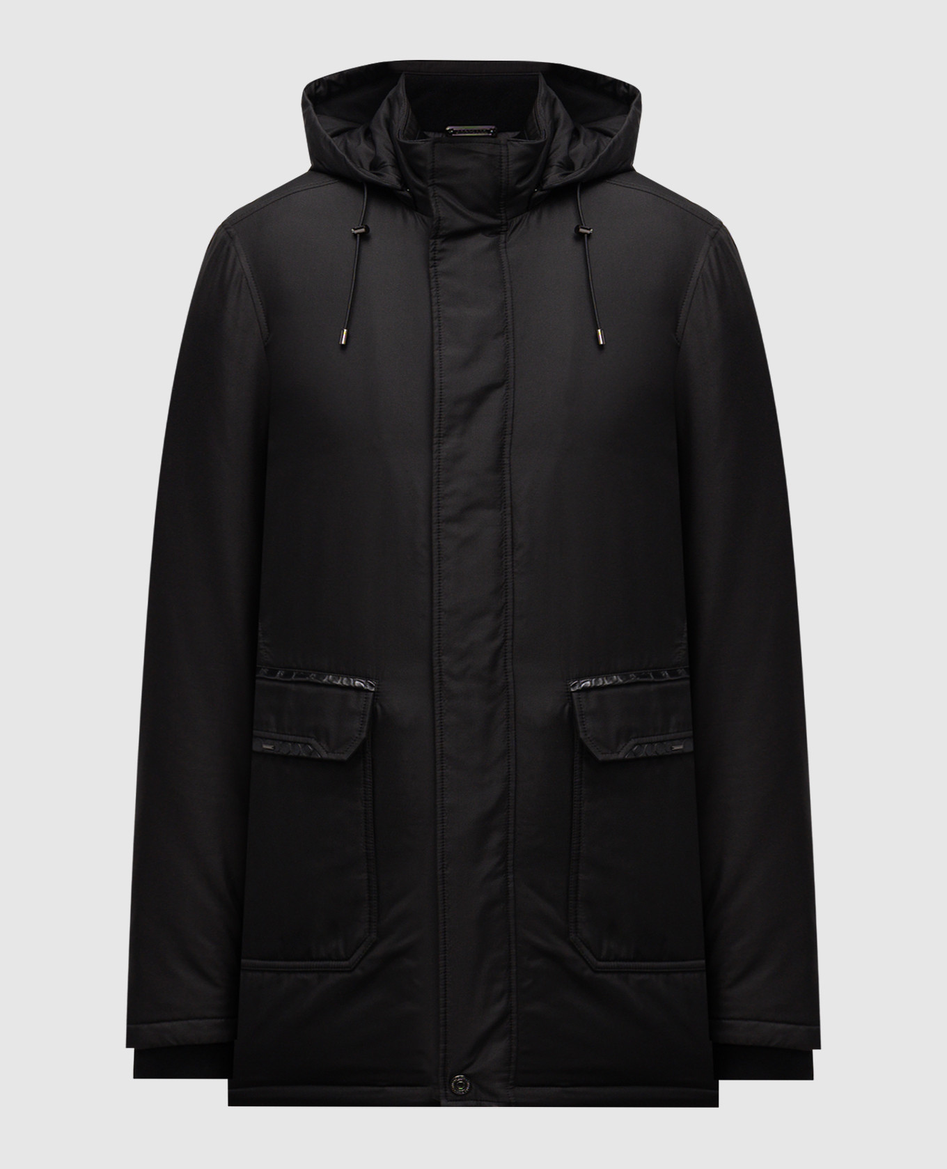 

Черный пуховик из шелка, Пуховики