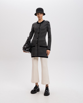 Sonia Rykiel Чорний кардиган з вовни та кашеміру в смужку 16177506