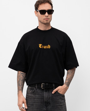 Vetements Чорний шкіряний ремінь з перфорацією UH76BE600B