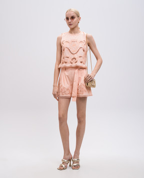 Twinset Розовый топ с вышивкой ришелье 251TT2165