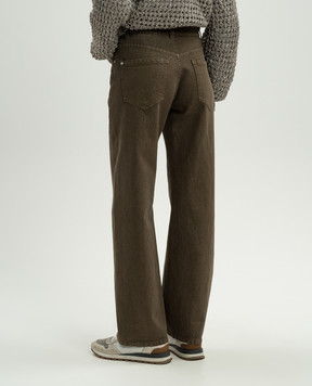 Brunello Cucinelli Джинси кольору хакі з люрексом MP176P5922