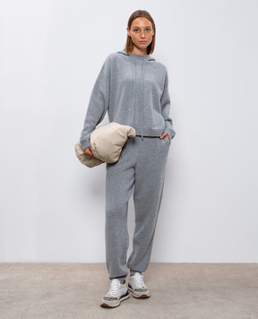 Lou Lou Studio Серые худи SARLA из кашемира с вышивкой SARLA