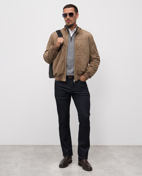 Canali Серый джемпер из мериноса шерсти в узор MK02359C0015