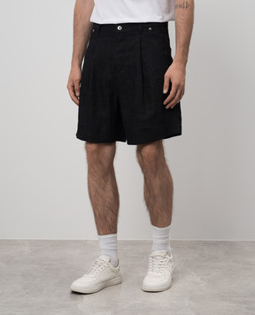 Off-White Чорні шорти з льону з вишивкою логотипа OMCB096S24FAB001120sh