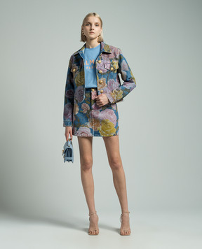 Balmain Блакитна футболка з принтом логотипа BF1EF005BB02