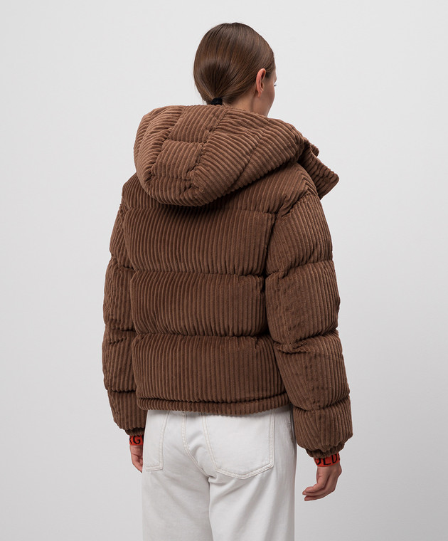 Moncler - Коричневая вельветовая пуховая куртка Daos с нашивкой