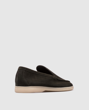 Loro Piana Зеленые замшевые лоферы Summer Wall FAE8124