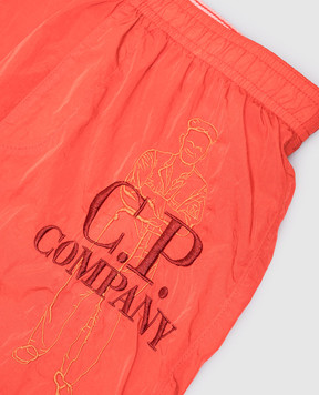C.P. Company Детские оранжевые шорты для плавания с вышивкой эмблемы. CUL005L3C001015