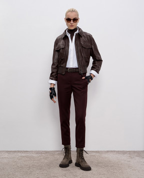 Brunello Cucinelli Коричневий гольф з кашеміру та шовку M13800063P