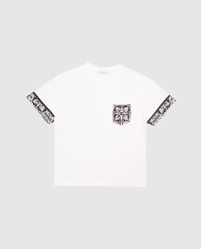 Dolce&Gabbana Дитяча біла футболка з брендовим принтом L4JTISG7O9G812+
