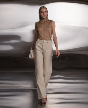 Helmut Lang Бежеві джинси з нашивкою логотипа N10DW202