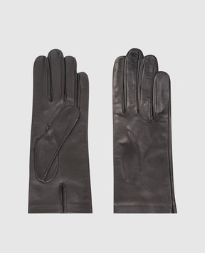 Sermoneta Gloves Сірі шкіряні рукавички з розрізом 301B2BT