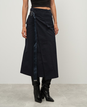 Helmut Lang Синя спідниця міді на запах O05HW301